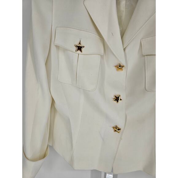 Donna Gray Women's White Polyester Blend Star Three-Button Blazer Size 10 - Picture 3 of 5